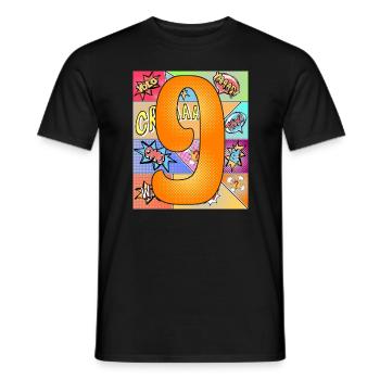 9 Years 9th Birthday 9th Birthday Comic Style - Men's T-Shirt - black - Front - AI Model Male 178 light (178cm)