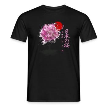 Sakura Fleurs japonaises de cerisier Arbre à fleurs de cerisier - T-shirt homme - noir - Devant - AI Model Male 178 light (178cm)