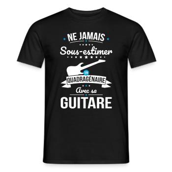 Sous-estimer un quadragénaire avec sa guitare - T-shirt homme - noir - Devant - AI Model Male 178 light (178cm)