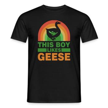 Boy Likes Cute Geese Funny Saying Nature Goose - Men's T-Shirt - black - Front - AI Model Male 178 light (178cm)