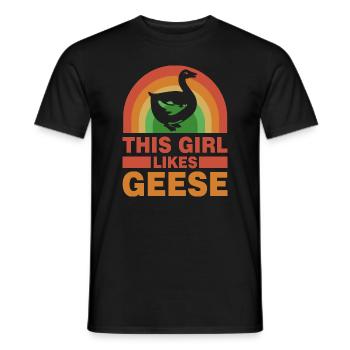 Mädchen mag Gänse Natur Wildtiere Nette Gans - Männer T-Shirt - Schwarz - Vorne - AI Model Male 178 light (178cm)