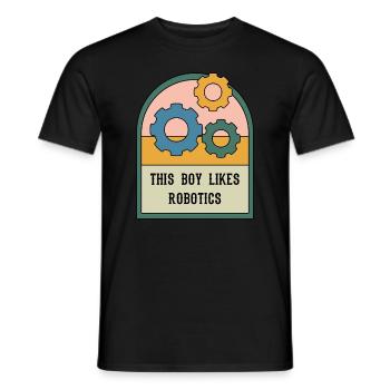 Junge mag Robotik, Ingenieurwesen, Mechaniker - Männer T-Shirt - Schwarz - Vorne - AI Model Male 178 light (178cm)