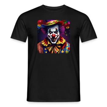 Evil grinning horror clown with red nose - Men's T-Shirt - black - Front - AI Model Male 178 light (178cm)