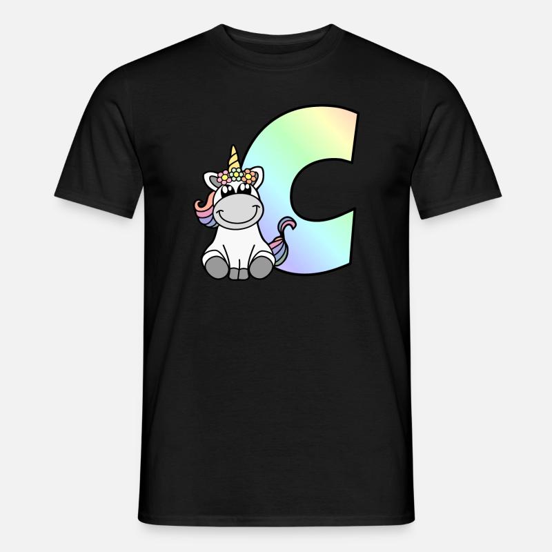 Einhorn Buchstabe C - Männer T-Shirt - Schwarz