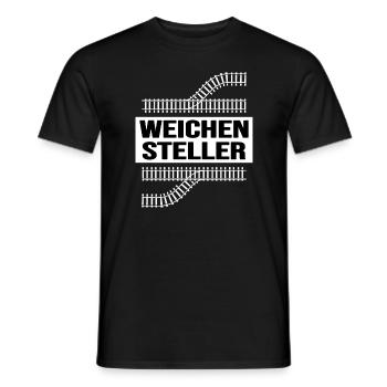 Eisenbahn "Weichensteller" Lok Modeleisenbahn - Männer T-Shirt - Schwarz - Vorne - AI Model Male 178 light (178cm)