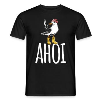 Seagull - Ahoy - North Sea - Gift - Men's T-Shirt - black - Front - AI Model Male 178 light (178cm)