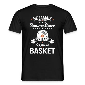 Sous-estimer un trentenaire qui joue au basket - T-shirt homme - noir - Devant - AI Model Male 178 light (178cm)
