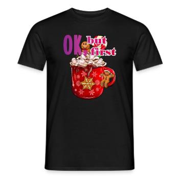 First hot chocolate cocoa xmas drink Schokolade - Men's T-Shirt - black - Front - AI Model Male 178 light (178cm)
