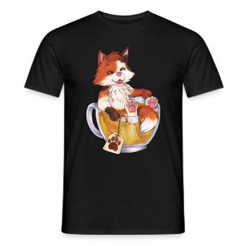 Niedliche KitTeaCat Katze in Teetasse mit Tee - Männer T-Shirt - Schwarz - Vorne - AI Model Male 178 light (178cm)