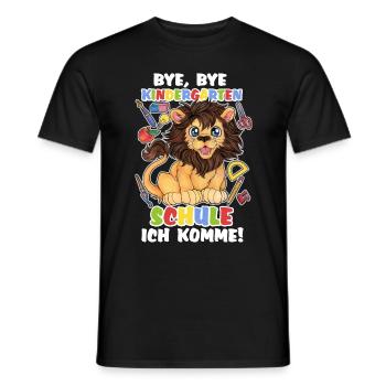 Niedlicher Löwe Kind Einschulung Schulanfang - Männer T-Shirt - Schwarz - Vorne - AI Model Male 178 light (178cm)