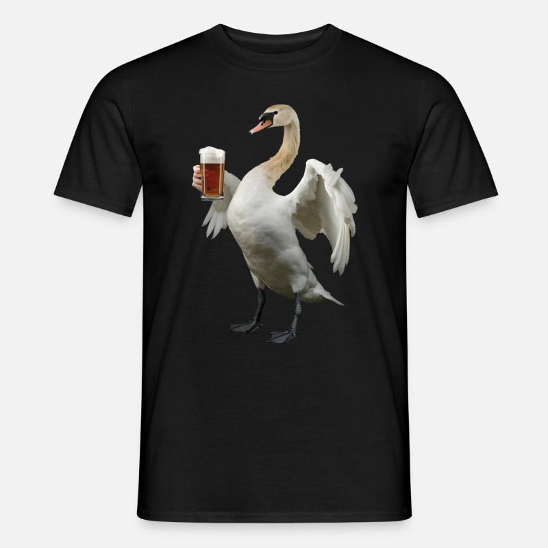 Schwan Bier - Männer T-Shirt - Schwarz