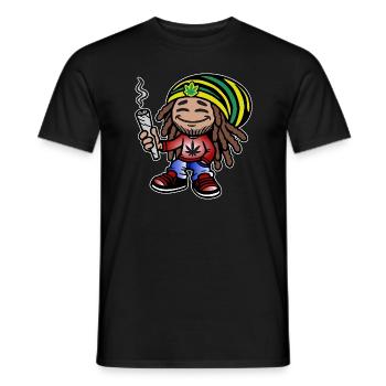 Dreadlock Smoker - Stoned man - High & Happy - Männer T-Shirt - Schwarz - Vorne - AI Model Male 178 light (178cm)