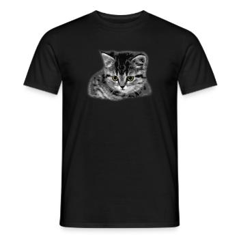 Cat - Yellow Eyes - Men's T-Shirt - black - Front - AI Model Male 178 light (178cm)