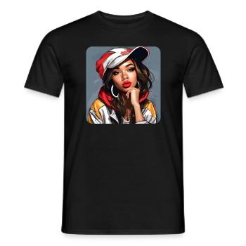 Cooles Girl Graffiti Hip Hop Rap Skater Musik - Männer T-Shirt - Schwarz - Vorne - AI Model Male 178 light (178cm)