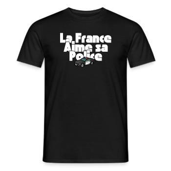 La France Aime Sa Police - T-shirt homme - noir - Devant - AI Model Male 178 light (178cm)