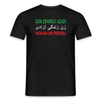 Woman Life Freedom Zan Zendegi Azadi - Men's T-Shirt - black - Front - AI Model Male 178 light (178cm)