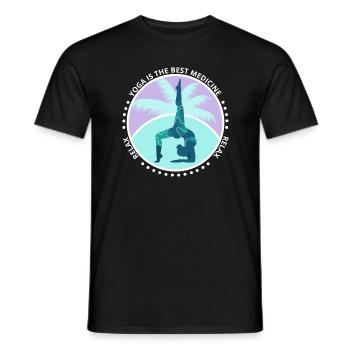 Yoga Ist Die Beste Medizin Relax Sport Palme - Männer T-Shirt - Schwarz - Vorne - AI Model Male 178 light (178cm)