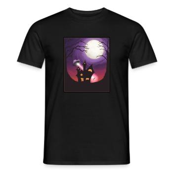 Alien abduction and scary house - Men's T-Shirt - black - Front - AI Model Male 178 light (178cm)