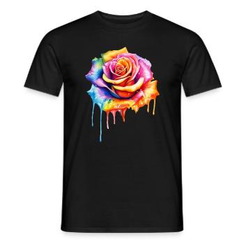 Rose aux couleurs de l’arc-en-ciel - T-shirt homme - noir - Devant - AI Model Male 178 light (178cm)