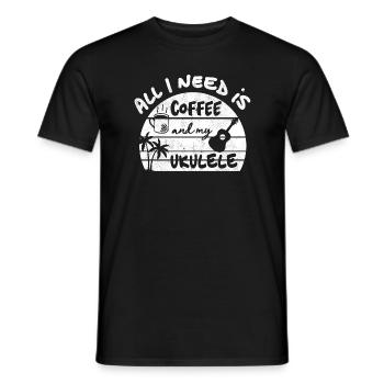 Tout ce dont j'ai besoin c'est de café et mon ukulélé - blanc - T-shirt homme - noir - Devant - AI Model Male 178 light (178cm)