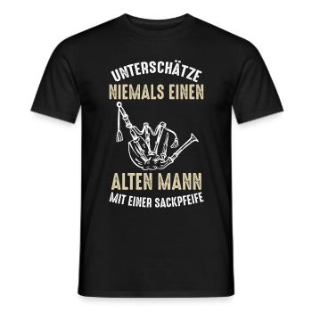 Sackpfeife Dudelsack Opa Großvater Bockpfeife - Männer T-Shirt - Schwarz - Vorne - AI Model Male 178 light (178cm)