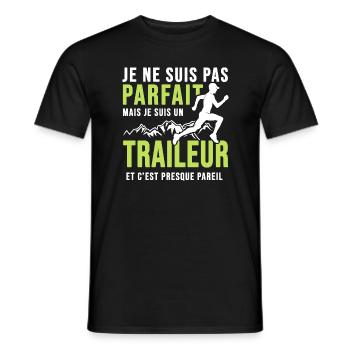 traileur pas parfait trail ultra course à pied - T-shirt homme - noir - Devant - AI Model Male 178 light (178cm)