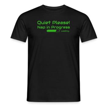 Please Quiet! Progressing Nap good, relaxing sleep - Men's T-Shirt - black - Front - AI Model Male 178 light (178cm)
