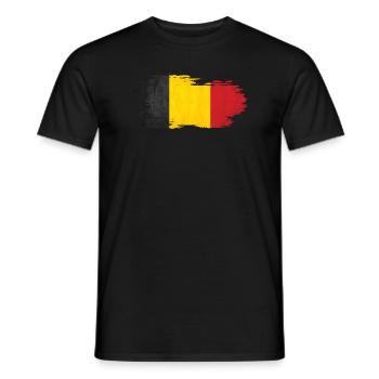Belgique - Drapeau national, effet pinceau - T-shirt homme - noir - Devant - AI Model Male 178 light (178cm)