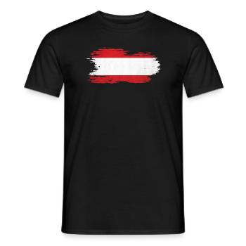 Österreich - Nationalfahne, Pinseleffekt - Männer T-Shirt - Schwarz - Vorne - AI Model Male 178 light (178cm)