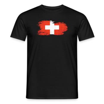 Schweiz - Nationalfahne, Pinseleffekt - Männer T-Shirt - Schwarz - Vorne - AI Model Male 178 light (178cm)