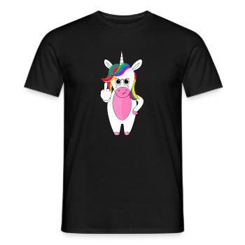 Unicorn doigt du milieu maléfique je déteste les gens - T-shirt homme - noir - Devant - AI Model Male 178 light (178cm)