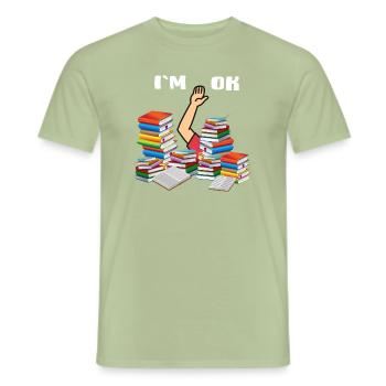 lire la leçon de lecture livre primer roman ebook bookworm - T-shirt homme - vert sauge - Devant - AI Model Male 178 light (178cm)