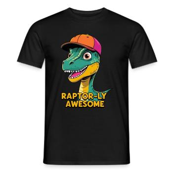 Raptor with Cap - Raptor-ly Awesome - Men's T-Shirt - black - Front - AI Model Male 178 light (178cm)