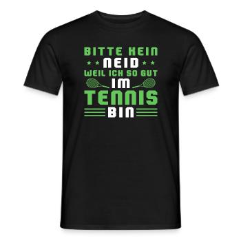 Bitte kein Neid weil ich so gut im Tennis bin - Männer T-Shirt - Schwarz - Vorne - AI Model Male 178 light (178cm)