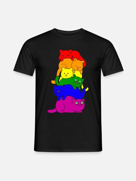 Gay Pride Katzen Stapel - Männer T-Shirt - Schwarz