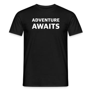 Découvrez l’aventure : l’aventure vous attend, en plein air - T-shirt homme - noir - Devant - AI Model Male 178 light (178cm)