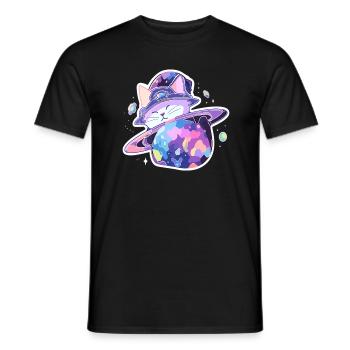 Cute Cosmos Rave Cat Electronic Music Party - Men's T-Shirt - black - Front - AI Model Male 178 light (178cm)