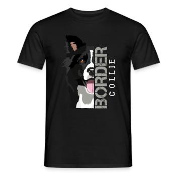 Border Collie Colli dessin de motif - T-shirt homme - noir - Devant - AI Model Male 178 light (178cm)