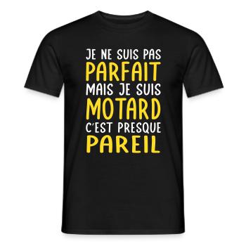 Je ne suis pas parfait mais je suis motard - T-shirt homme - noir - Devant - AI Model Male 178 light (178cm)