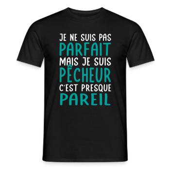Je ne suis pas parfait mais je suis pêcheur - T-shirt homme - noir - Devant - AI Model Male 178 light (178cm)