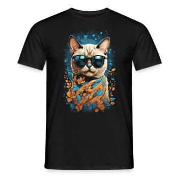 Chat siamois élégant pour les fans de chats Chats - T-shirt homme - noir - Devant - AI Model Male 178 light (178cm)