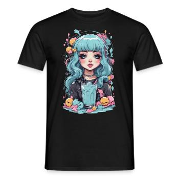 Kawaii Pastel Goth Girl Schleimiges Anime Design - Männer T-Shirt - Schwarz - Vorne - AI Model Male 178 light (178cm)