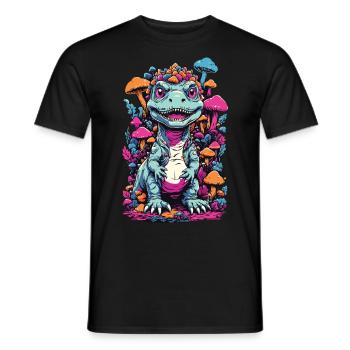 Psychedelic dinosaur mushroom for nature lovers - Men's T-Shirt - black - Front - AI Model Male 178 light (178cm)