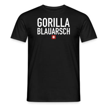Gorilla Blauarsch | Schweiz, Sprichwort, Fondue - Männer T-Shirt - Schwarz - Vorne - AI Model Male 178 light (178cm)