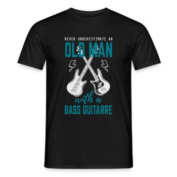 Bassist alter Mann - Männer T-Shirt - Schwarz - Vorne - AI Model Male 178 light (178cm)