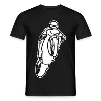 Wheelie extrême avec moto à la course - B/W - T-shirt homme - noir - Devant - AI Model Male 178 light (178cm)