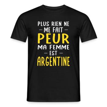 Rien ne me fait peur ma femme est Argentine - T-shirt homme - noir - Devant - AI Model Male 178 light (178cm)
