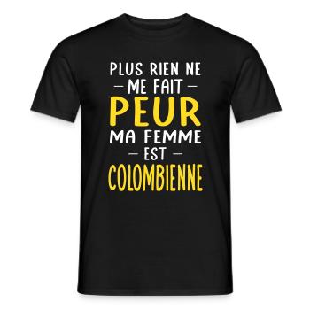 Rien ne me fait peur ma femme est Colombienne - T-shirt homme - noir - Devant - AI Model Male 178 light (178cm)