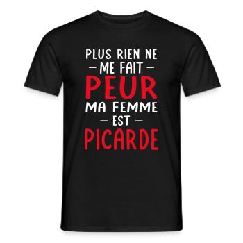 Rien ne me fait peur ma femme est Picarde - T-shirt homme - noir - Devant - AI Model Male 178 light (178cm)