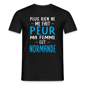 Rien ne me fait peur ma femme est Normande - T-shirt homme - noir - Devant - AI Model Male 178 light (178cm)